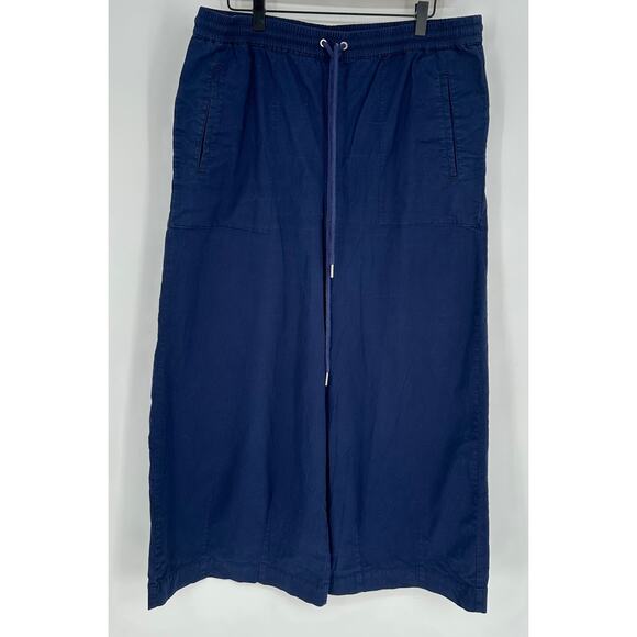 Anthropologie Maeve Wide-Leg Track Pants Blue Elastic Waist Casual Bohemian L - Picture 3 of 10